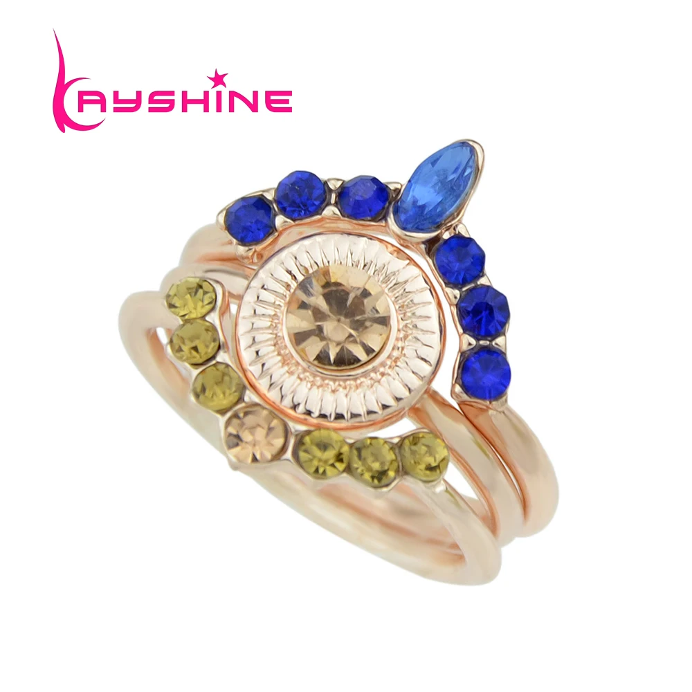 Kayshine 3pcs/set Luxury Brand Fashion Jewelry Gold Color With Blue