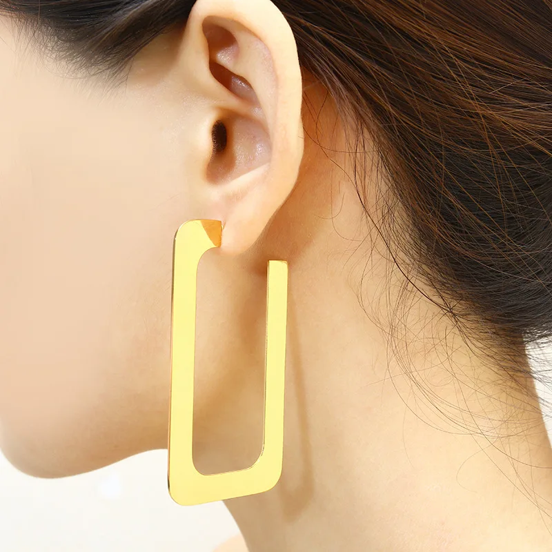 

Stainless Steel Earrings Metal Square Earings Korean Fashion Gold Stud Simple Minimalist Jewelry for Women Ladies Femme