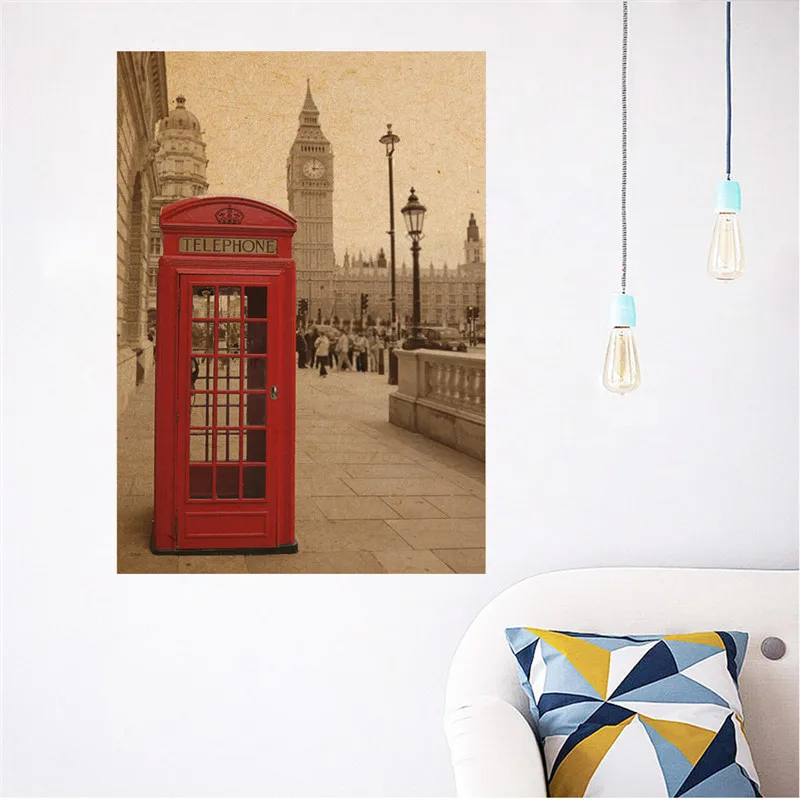 

London phone booth vintage posters home decor living room wall stickers decoration painting mural art diy wall decals