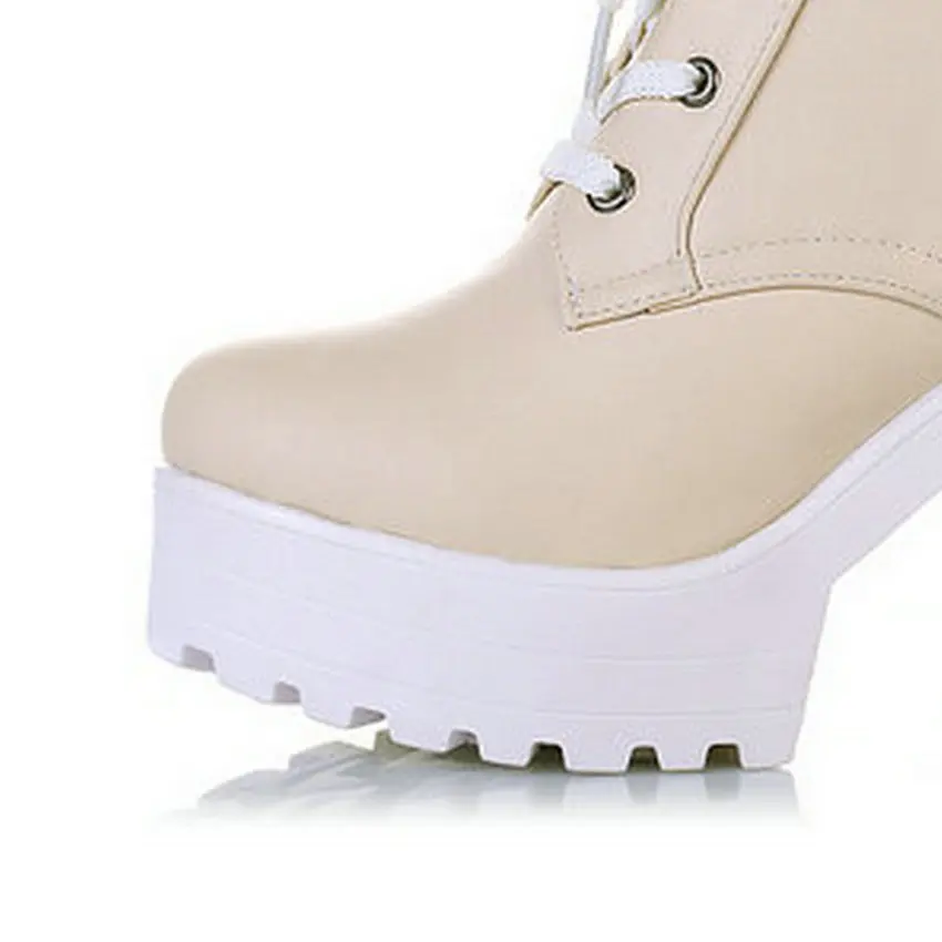 Женские зимние ботинки на шнурках ESVEVA, модные ботильоны с пряжкой на платформе с высоким квадратным каблуком, доступны в 3 цветах, размеры от 34 до 43