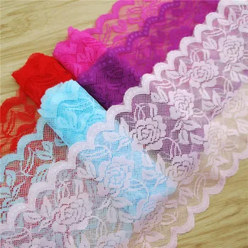 

FASMILEY Wholesale 145mm Wide Strechy Lace Trim Multi Color Lace Ribbon Polyester Lace Fabric Trimmings 220 yards LT007