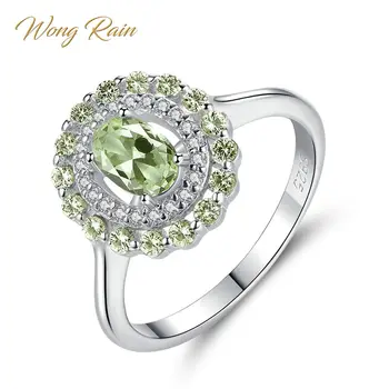 

Wong Rain Luxury 925 Sterling Silver Peridot Gemstone Wedding Engagement Diamonds White Gold Women Ring Fine Jewelry Wholesale