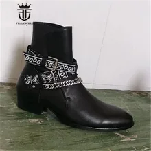 Высококачественные эксклюзивные ботинки «Челси» из натуральной кожи с пряжкой и цепочкой