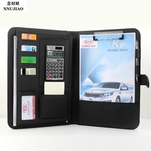 A4 Black Deluxe Executive Conference Folder Calculator Ring Binder Portfolio Men Wallet Clutch Passcard Bag Money Pocke t Large