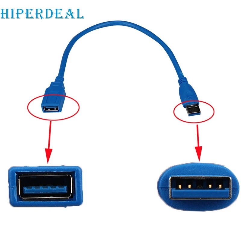 HIPERDEAL мини USB 3 0 кабель Мужской Женский 1 фута 30 см Тип и женский синий удлинитель