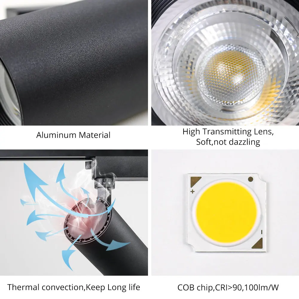 أضواء المسارات 10 W/20 W/30 W COB LED السكك الحديدية تركيبات الإضاءة مصباح الطرق الحديثة داخلي الملابس متجر الإضاءة صالات العرض الضوء