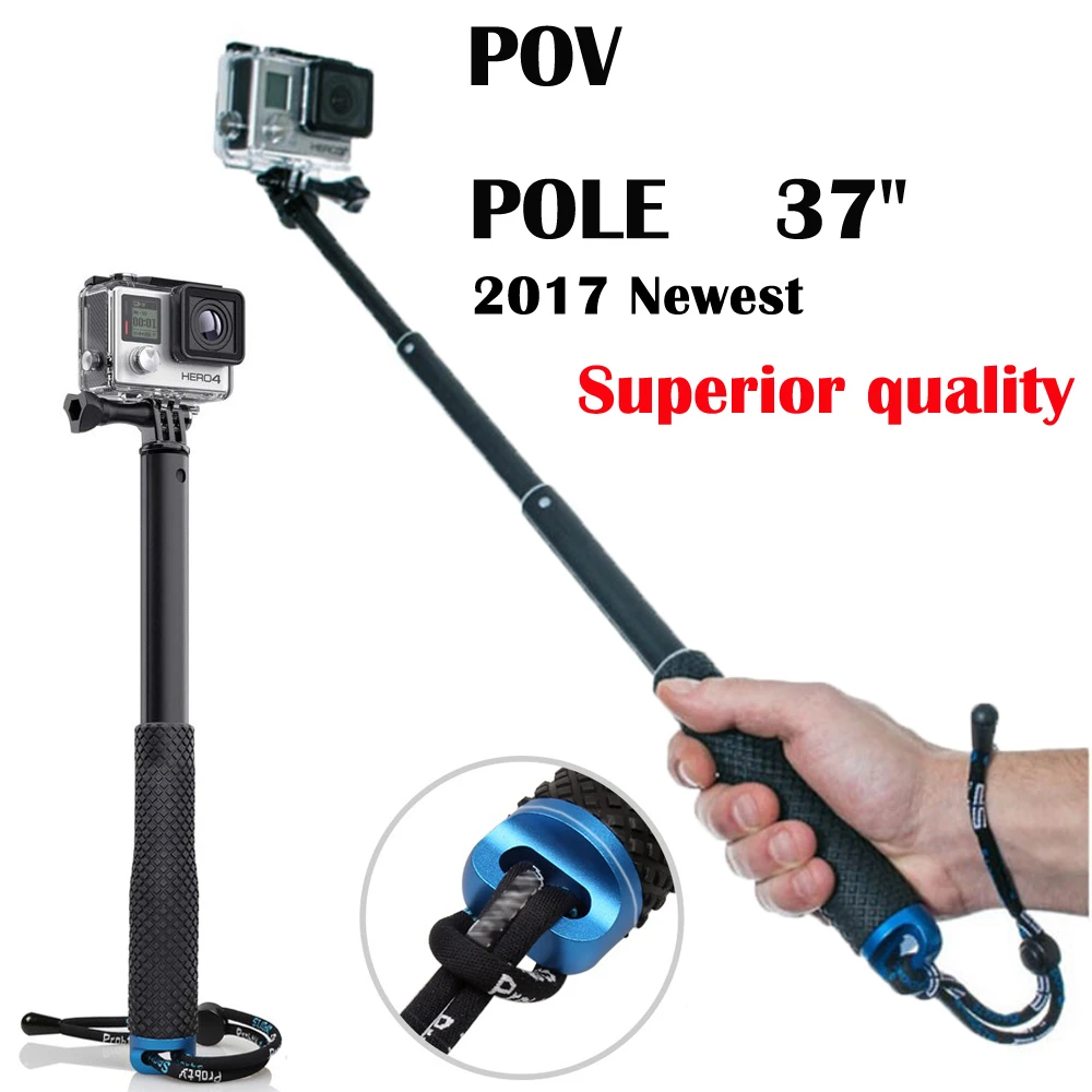 Movimiento Cámara POV Pola 37 "monopod para GoPro Hero 5 4,3 +, para