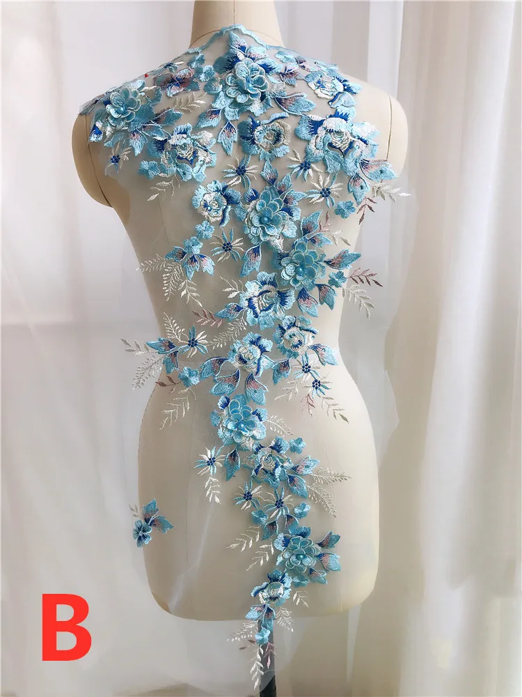 3D цветок бисером кружева большая аппликация патч свадебное платье DIY декоративные аксессуары для шитья RS725