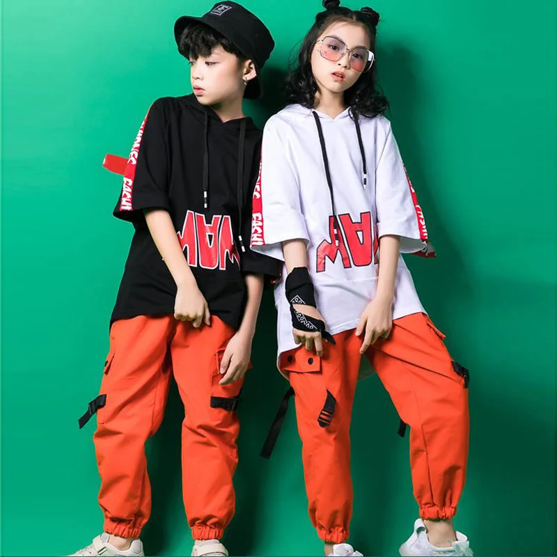 Детская одежда в стиле хип-хоп рубашка из 2 предметов детский спортивный костюм с капюшоном для девочек и мальчиков, костюм для джазовых танцев Одежда для бальных танцев
