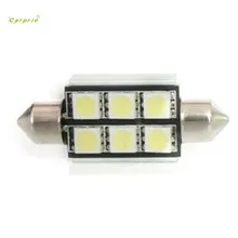 Авто-укладки Тюнинг автомобилей LED 39 мм 6 SMD 5050 белый купол гирлянда CANBUS ОШИБОК автомобиль 2 LED лампочки mar06