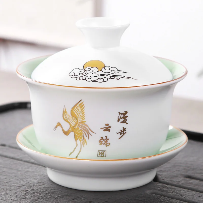 Благородный синий контур в золотой чашке для чая, крышка чаши чайный набор gaiwan чайный фарфоровый горшок набор путешествия красивый чайник 150 мл