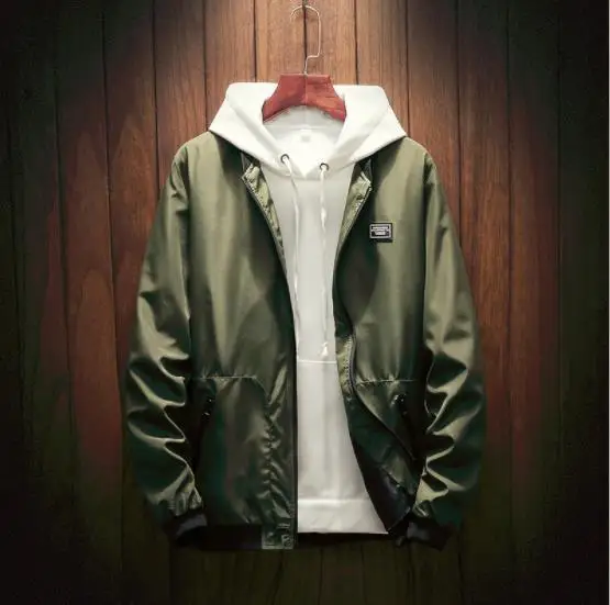 2018 New Spring Autumn Streetwear Man Outerwear Jackets Solid Fashion Coat mens Casual Stand Collar Brand Men Bomber Jacket