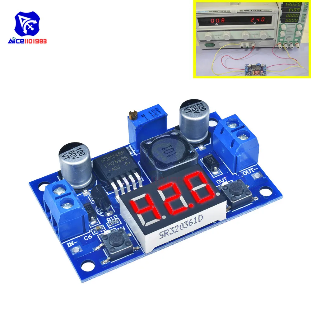 LM2596 светодиодный цифровой вольтметр постоянного тока 4,0-40 В до 1,25-37 в регулируемая плата понижающий модуль преобразователя питания