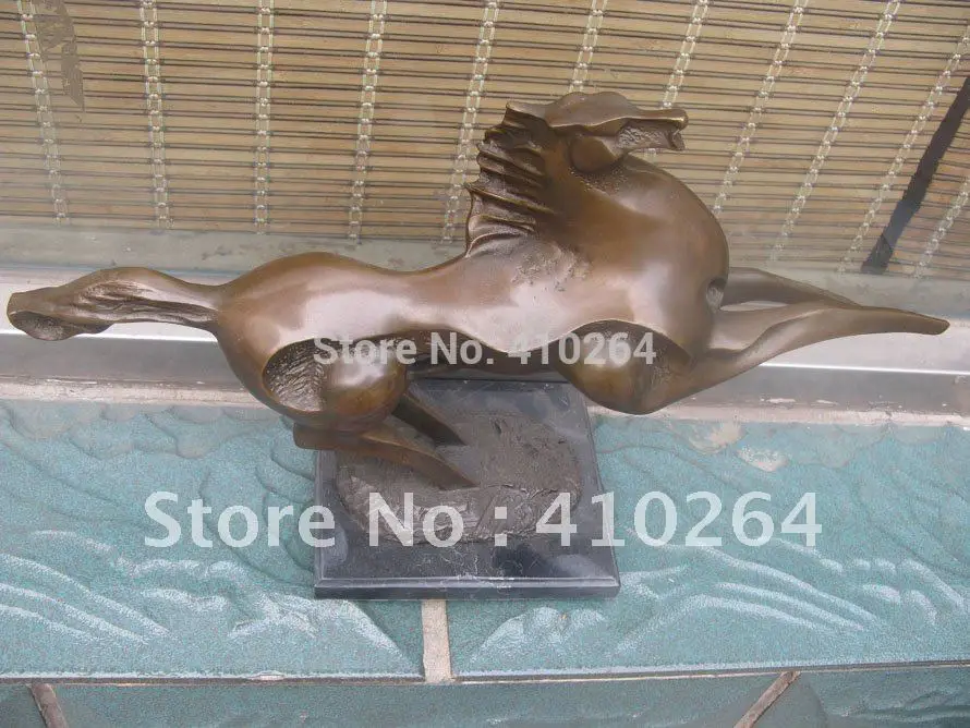 

50cm Elegant Abstract running horse Bronze Statue on stone