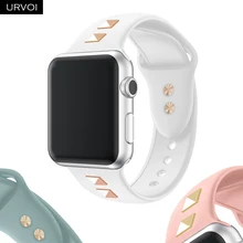 URVOI Шипованный ремешок для apple watch series 5 4 3 2 1 ремешок для iwatch силиконовый ремешок в стиле панк с заклепками 38 40 42 44 мм