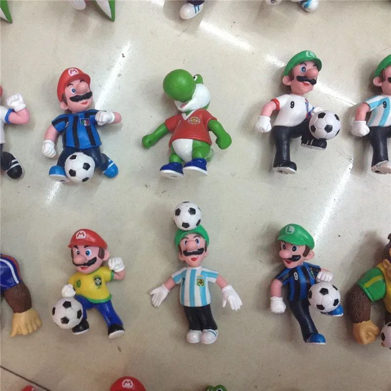 Random 10PCS 6-7cm mario bros football Luigi yoshi dinosaur one piece figure action PVC Super mario Gashapon model kids toy Random 10PCS 6-7cm mario bros football Luigi yoshi dinosaur one piece figure action PVC Super mario Gashapon model kids toy