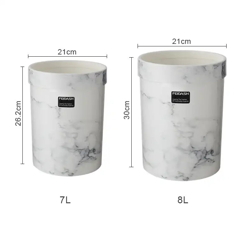 Marble Pattern Trash Can Plastic Office Bathroom Kitchen Trash Bin Living Room Bedroom Waste Bin Without Lid European Style