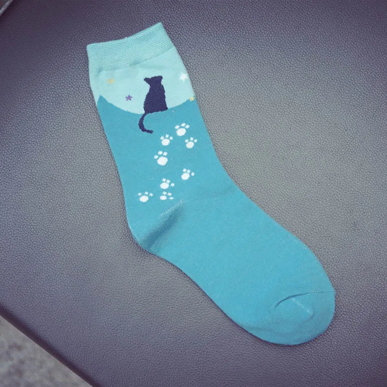 5 пар/лот, женские носки, разноцветные, милые, с котом, Харадзюку, дизайн с животными, женские повседневные хлопковые носки, рождественские носки, Meias, чулочно-носочные изделия