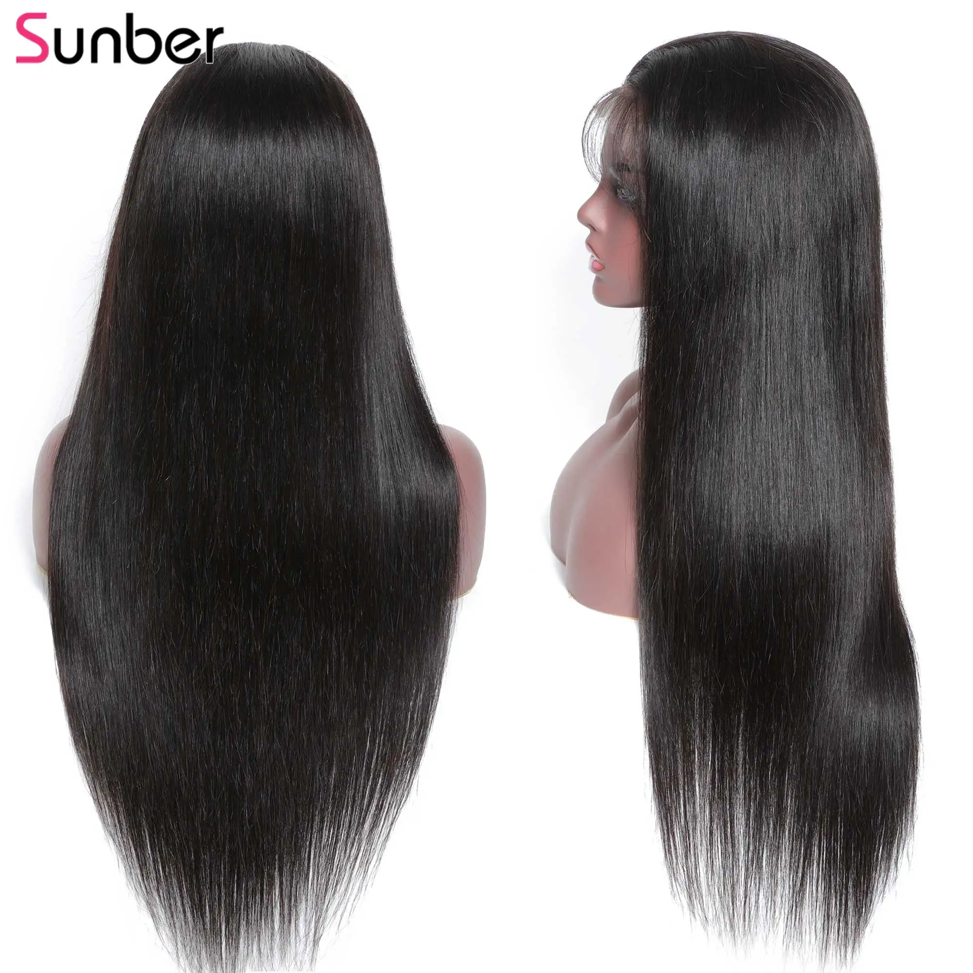 Sunber Hair180% Плотность фронта шнурка человеческих волос парики для черных женщин бразильский 13X4 прямой парик фронта шнурка remy волос