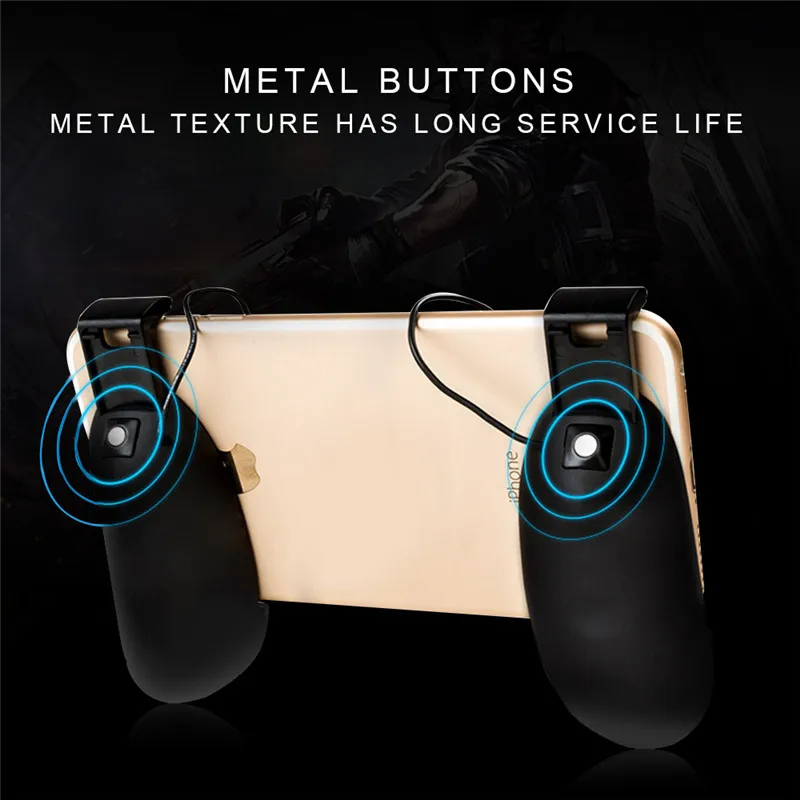 For PUBG Controller Game Trigger Cell Phone Mobile Controller Fire Button Gamepad L1R1 Aim Key Joystick for iphone Android
