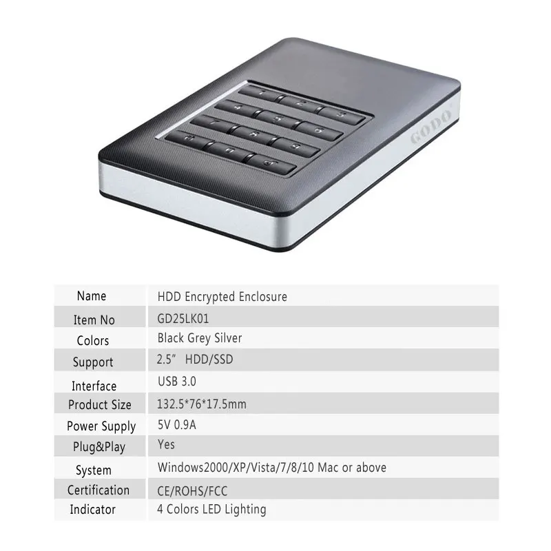 SATA II 5 Гбит/с USB 3 0 защитный чехол военный класс зашифрованный Безвинтовой HDD/SSD