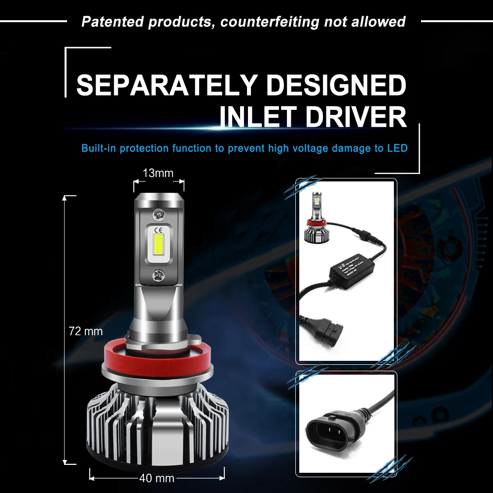 2 шт. Автомобильные фары для Volvo S60 S80 V40 V70 S40 XC70 XC90 H7 LED H4 H1 H3 9005 6500K 8000LM CSP чипы