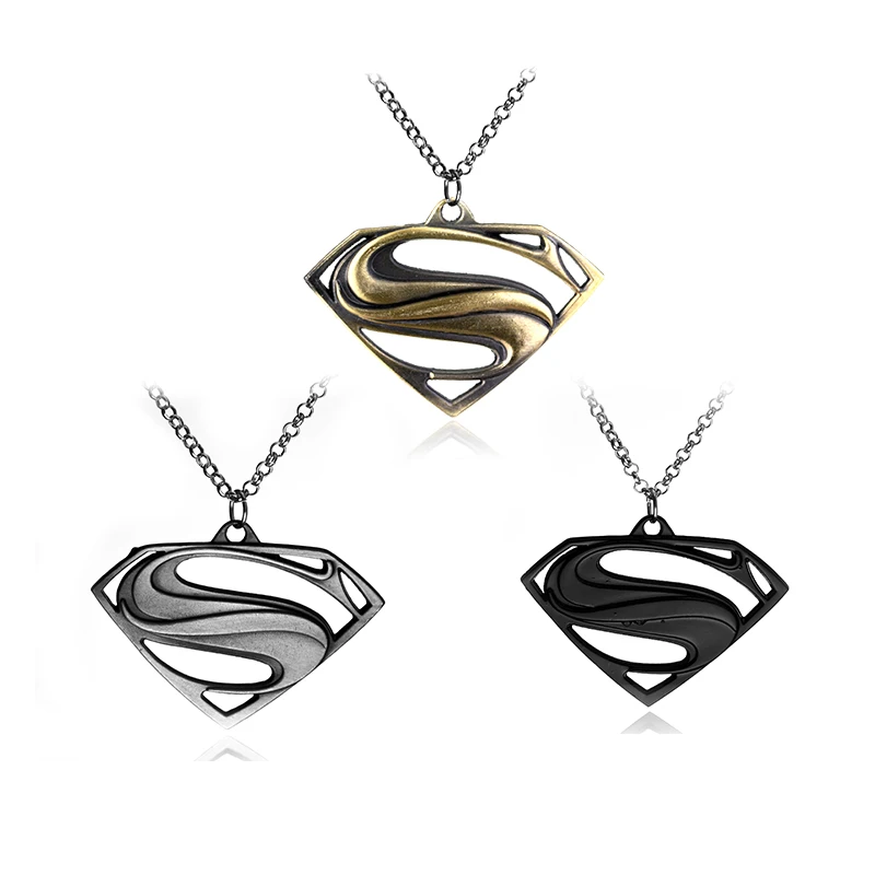 

Hot Sale vintage superman necklace superhero super man Long chain pendant marvel men jewelry birthday gift