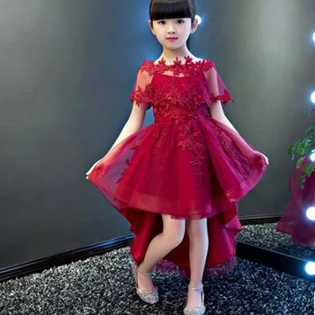 

Children First Communion Dresses for Girl Appliques Flower Girl Dress Long Trailing Princess Ball Gown Party Wedding Dress E74