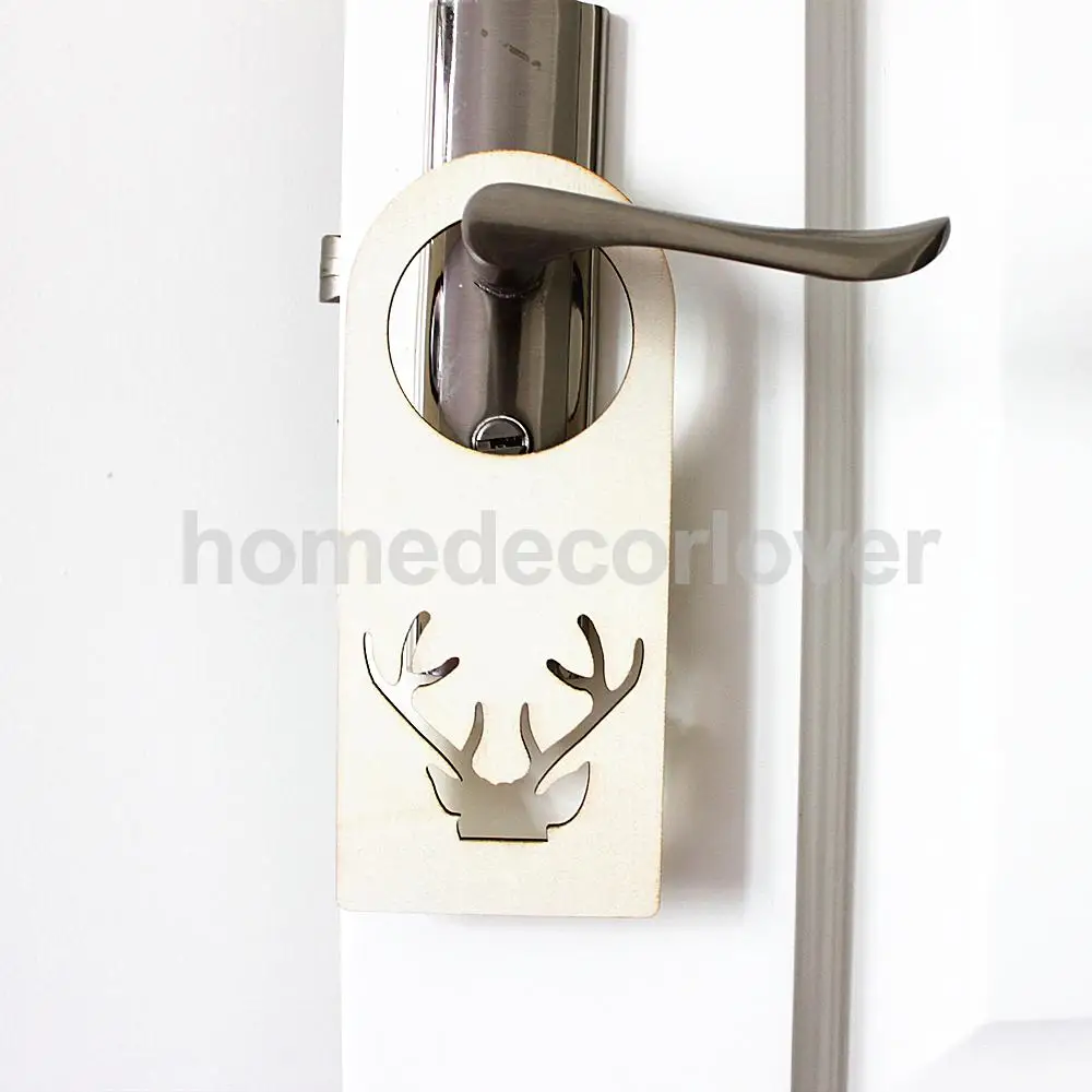 10pcs Door Knob Hangers Antlers Hallow Out Wood Home Decorationin Wind
