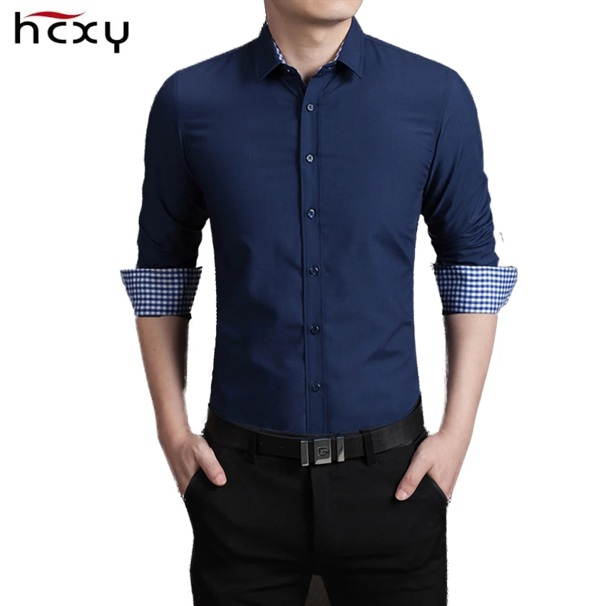 HCXY, новинка, хлопковая клетчатая рубашка, Мужская Роскошная приталенная рубашка, мужская рубашка, Повседневная рубашка, M-5XL