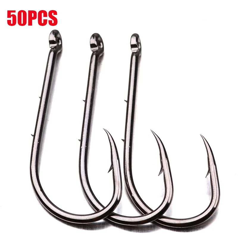 50PCS//Set Fishing Hook Set Carbon Steel Treble Jig Hooks Fishhook Tackle Tools