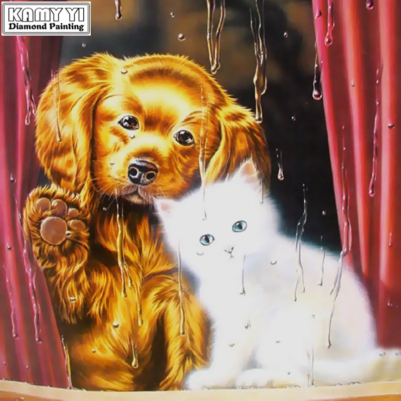 

Full Square drill 5D DIY Diamond painting small dog and cat Diamond Embroidery Mosaic Cross Stitch Rhinestone decoration