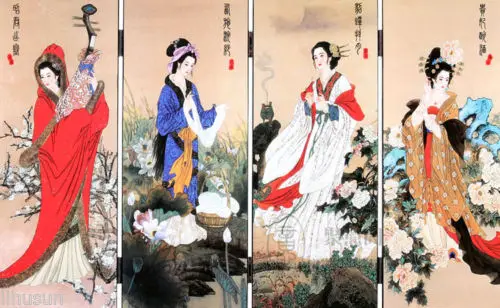 Новые продукты античное Лакированное изделие маленькие украшения экрана китайские Подарки Китай 4 красивые женщины
