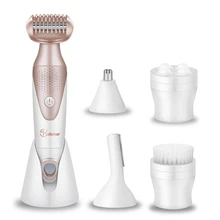 Многофункциональный Эпилятор 5в1, унисекс, удаление волос на всем теле, триммер для ушей, носа, моющаяся бритва, машинка для чистки бороды, нужна батарея