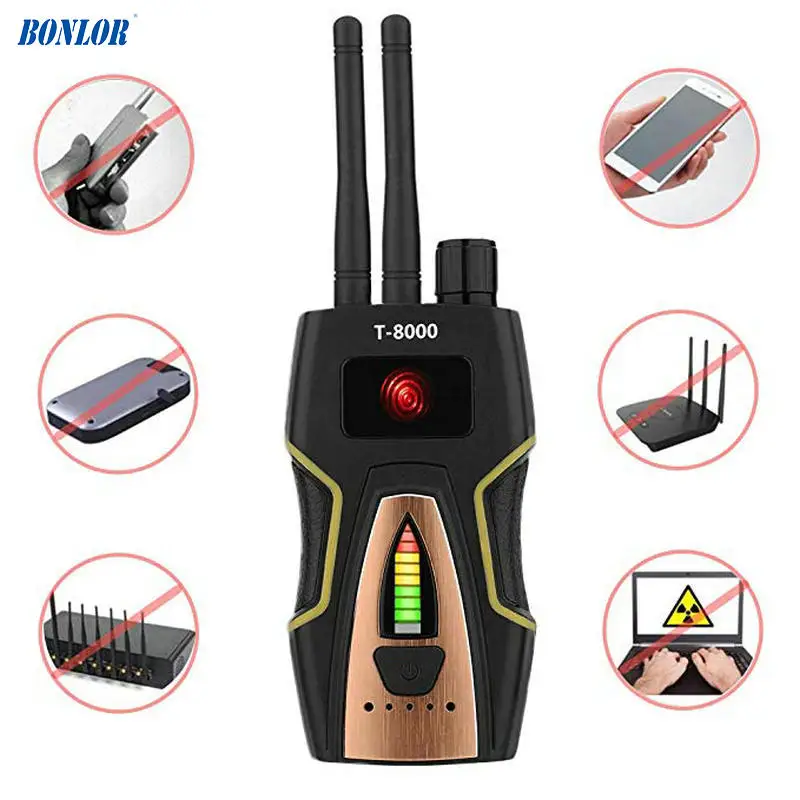 Anti-Spy Wireless RF Signal Detector Bug GPS Camera Signal Detector for Hidden Camera GSM Listening Device T8000 Free Shipping