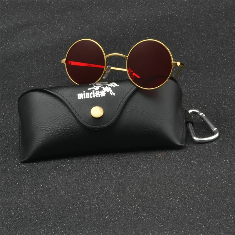 round red lens sunglasses