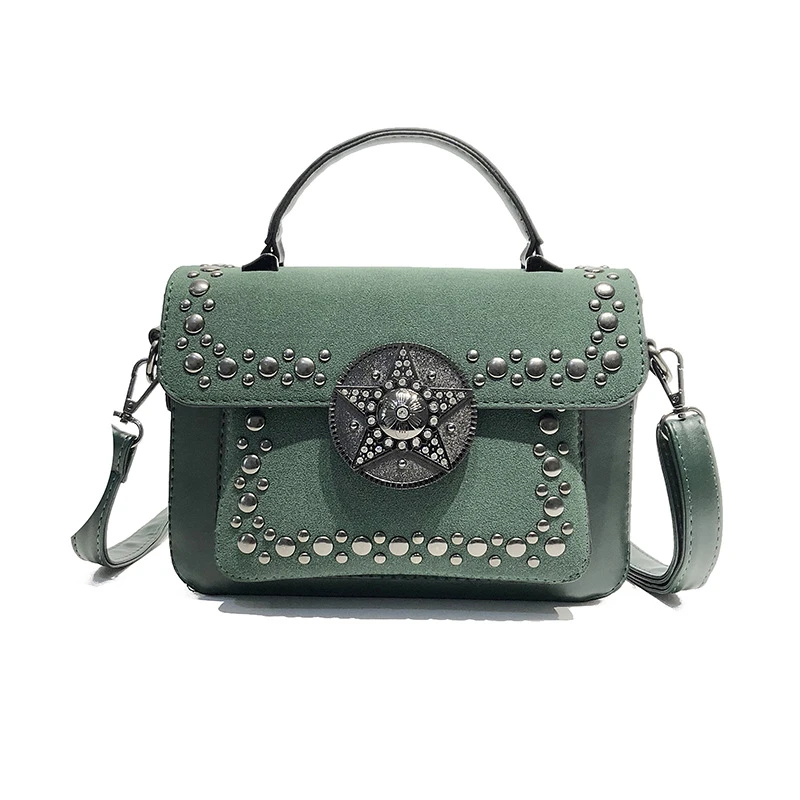 

Star Rivet Women Leather Shoulder Bags Vintage Crossbody Bag Handbags Girl Messenger Bags Punk Mini Phone Wallet Bags
