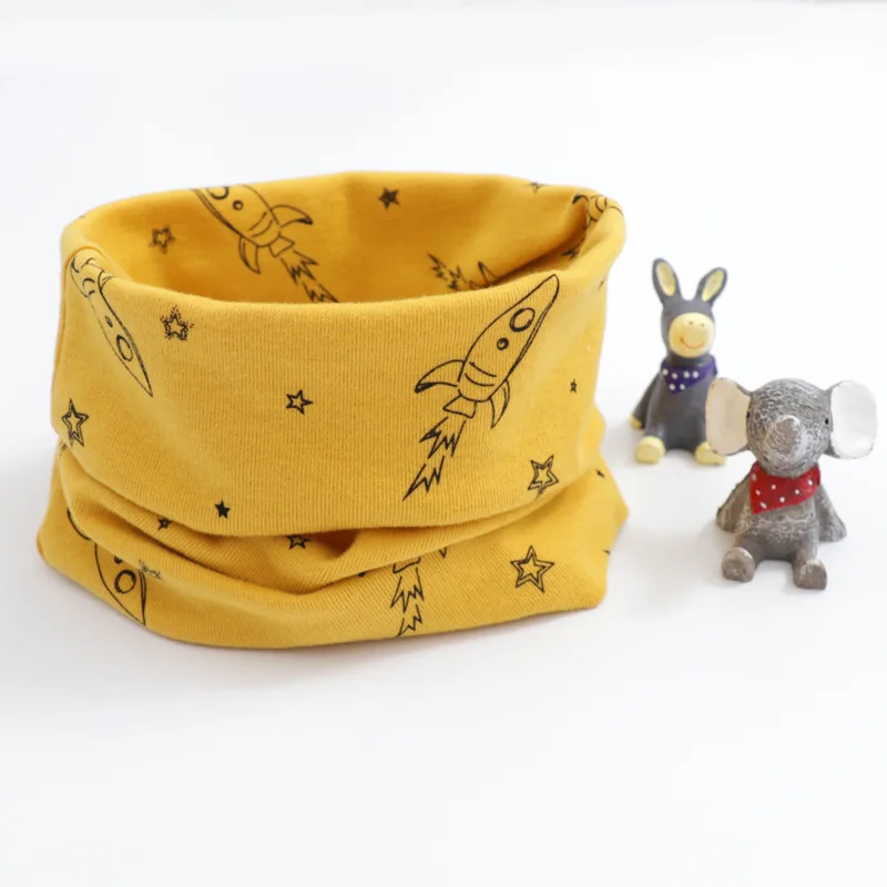 Модный хлопковый детский шарф, осенне-зимний теплый шарф для мальчика, девочки детские нагрудники, Круглый кольцевой ошейник, Детские шарфы, волшебный шейный платок - Цвет: yellow rocket