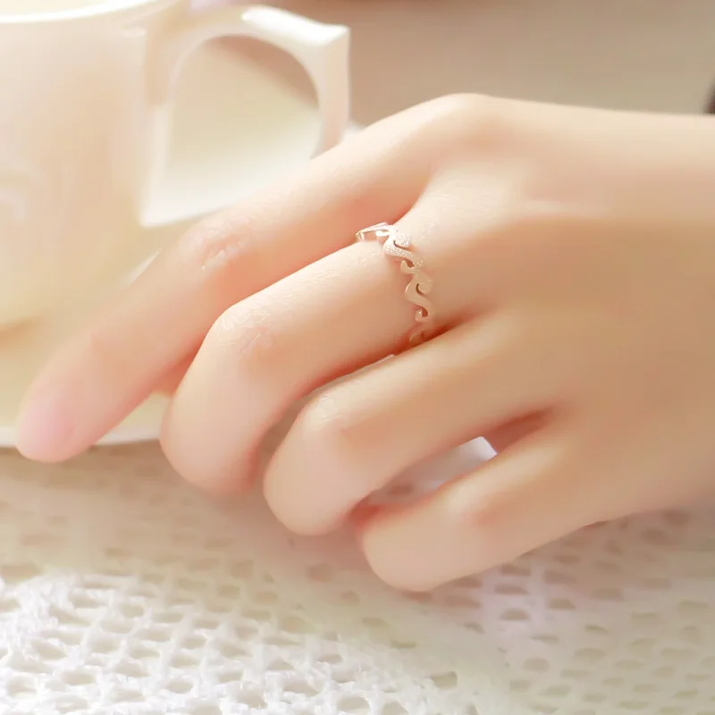 Yun ruo бренд розовое золото Цветные матовые кольца волнистый дизайн для женщины девушки подарок пара ювелирных изделий нержавеющая сталь 316 L Кольцо наивысшего качества