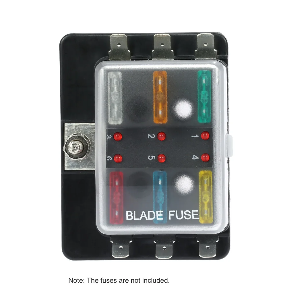 

6 Way Blade Fuse Box Holder Block Circuit Adapter with LED Warning Light Kit for Car Boat Marine Trike 12V 24V Car Accessories