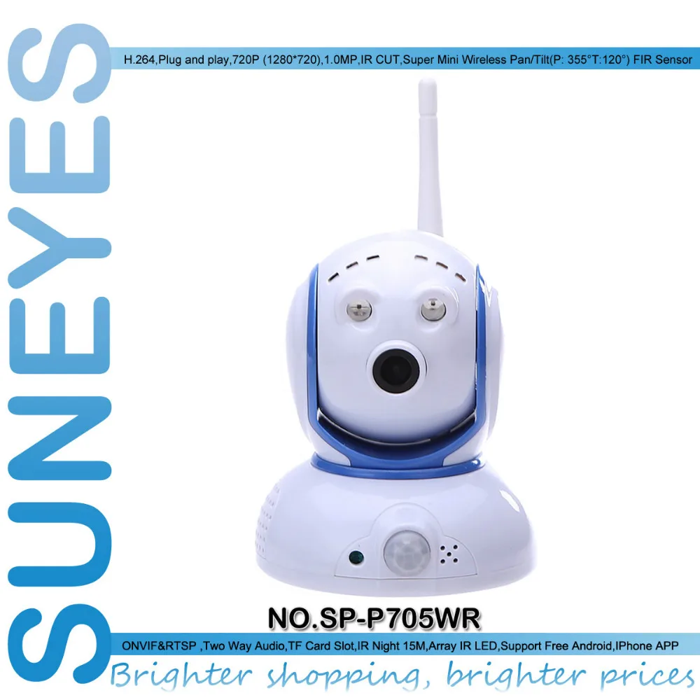  SunEyes SP-P705WR  Wireless PIR IP Camera 720P 1.0MP HD Network CCTV Camera with Pan/Tilt Rotation and Two Way Audio Free P2P 