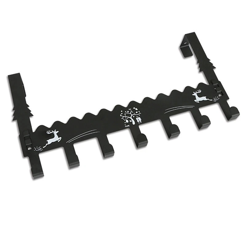 Durable Door Hook Living Room Wall Hanger Hat Durable Kitchen 7 Hooks Bearing Black