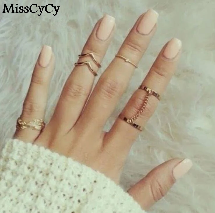 Женское кольцо с листьями MissCyCy 6 шт./партия ювелирное изделие в богемном стиле