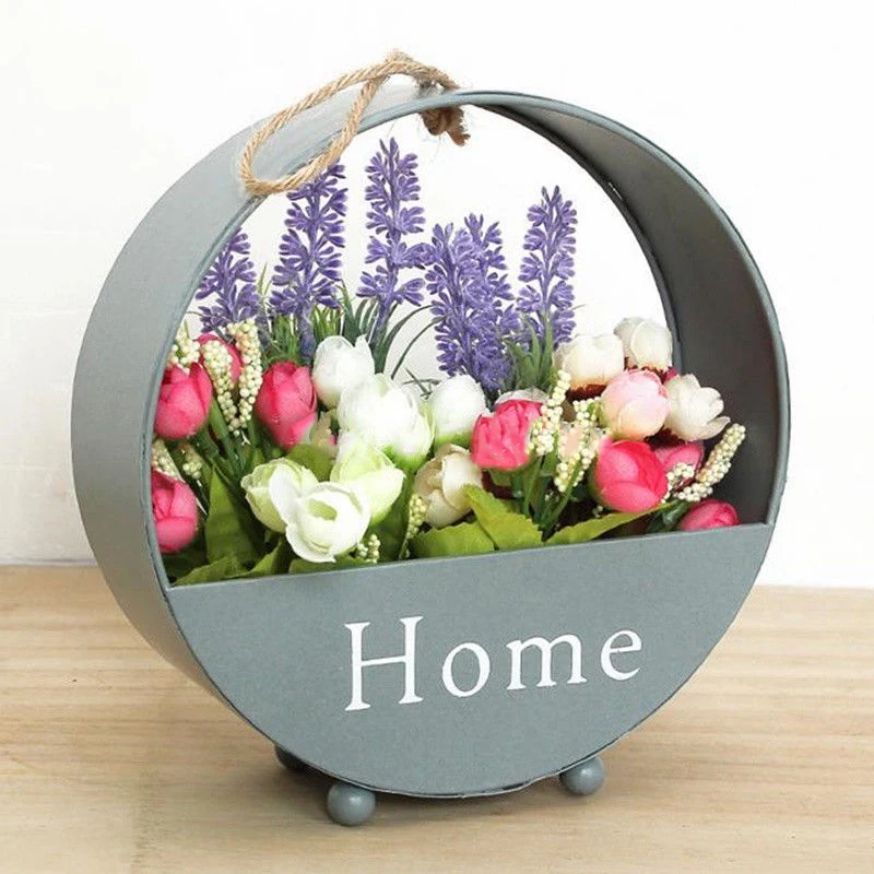 Newest DIY Creative Iron Hanging Planter Wall Window Flower Basket Design Home Decor 11 Styles