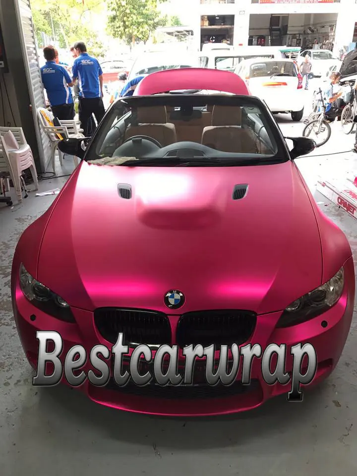 Rose Pink Satin Chrome Vinyl For Car Wrap With Air Bubble Free For