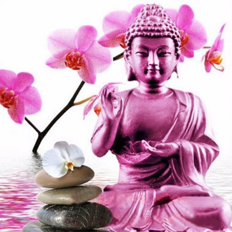 5D Diy Diamond Painting Cross Stitch Buddha flower stone picture Diamond Embroidery round Drill Full Diamond Mosaic kit gift