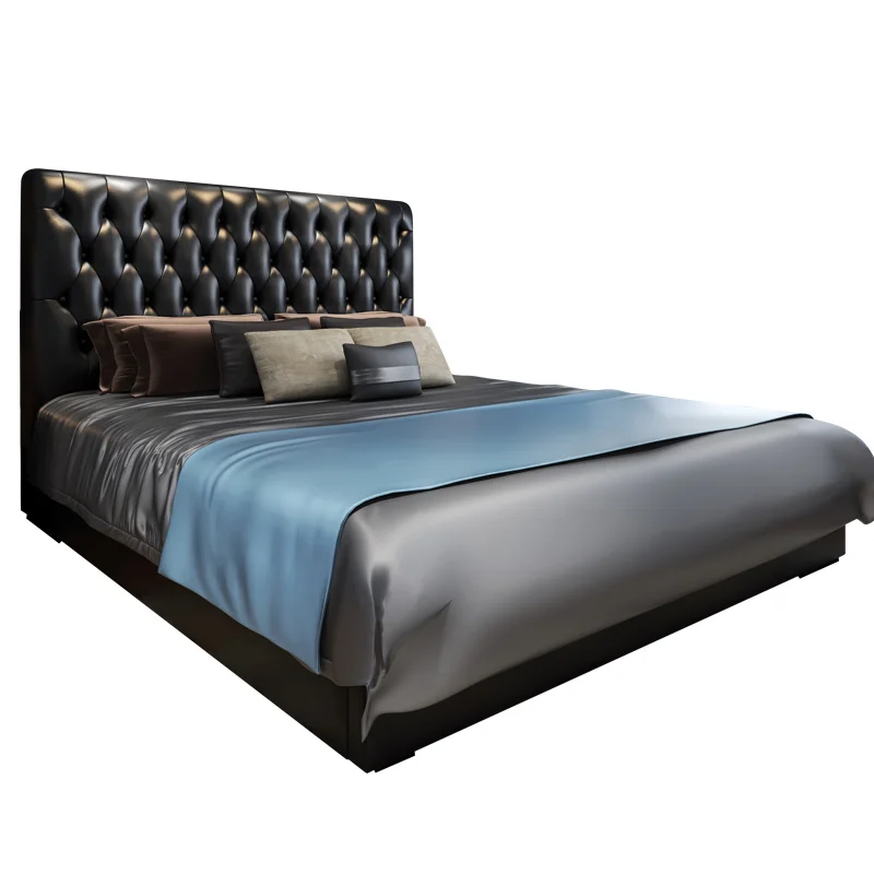 Американский кожаный мастер спальня легкая роскошная кровать Скандинавская кровать современный минималистичный кровать простой европейский двойной кровать 1,8