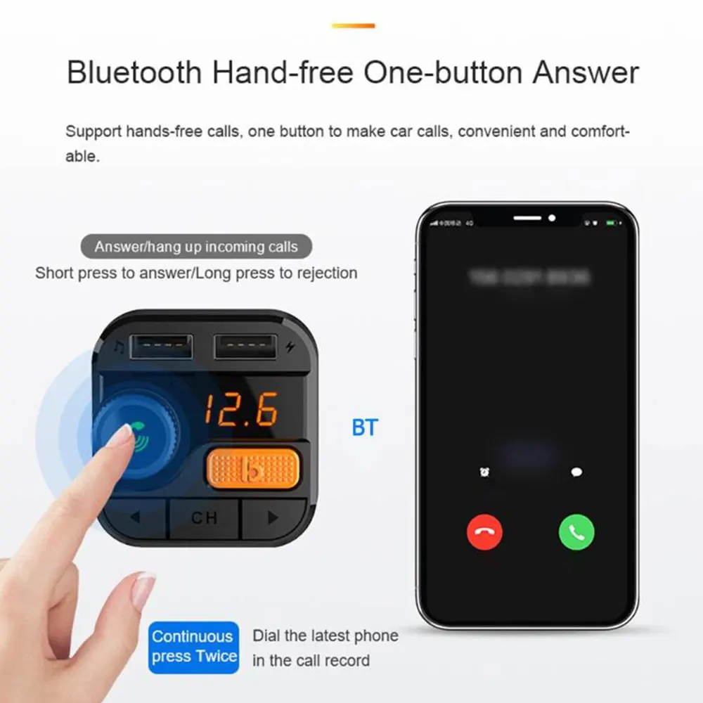 Vehemo бас двойной fm-трансмиттер с USB Bluetooth автомобильный комплект MP3 Bluetooth громкой связи музыка умный микрофон