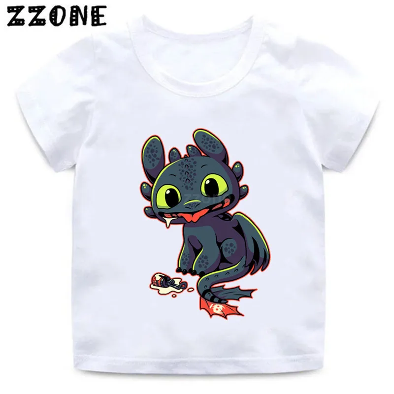 Футболка с принтом «Беззубик и Ночная фурия» для мальчиков и девочек детская забавная одежда детская летняя футболка с короткими рукавами для малышей HKP5272 - Цвет: whiteC