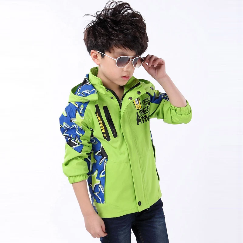 

4 5 6 7 8 9 10 11 12 Year Boys Coat New Spring Hooded Outdoor Jackets for Boys Casual Camouflage Children Top Clothing